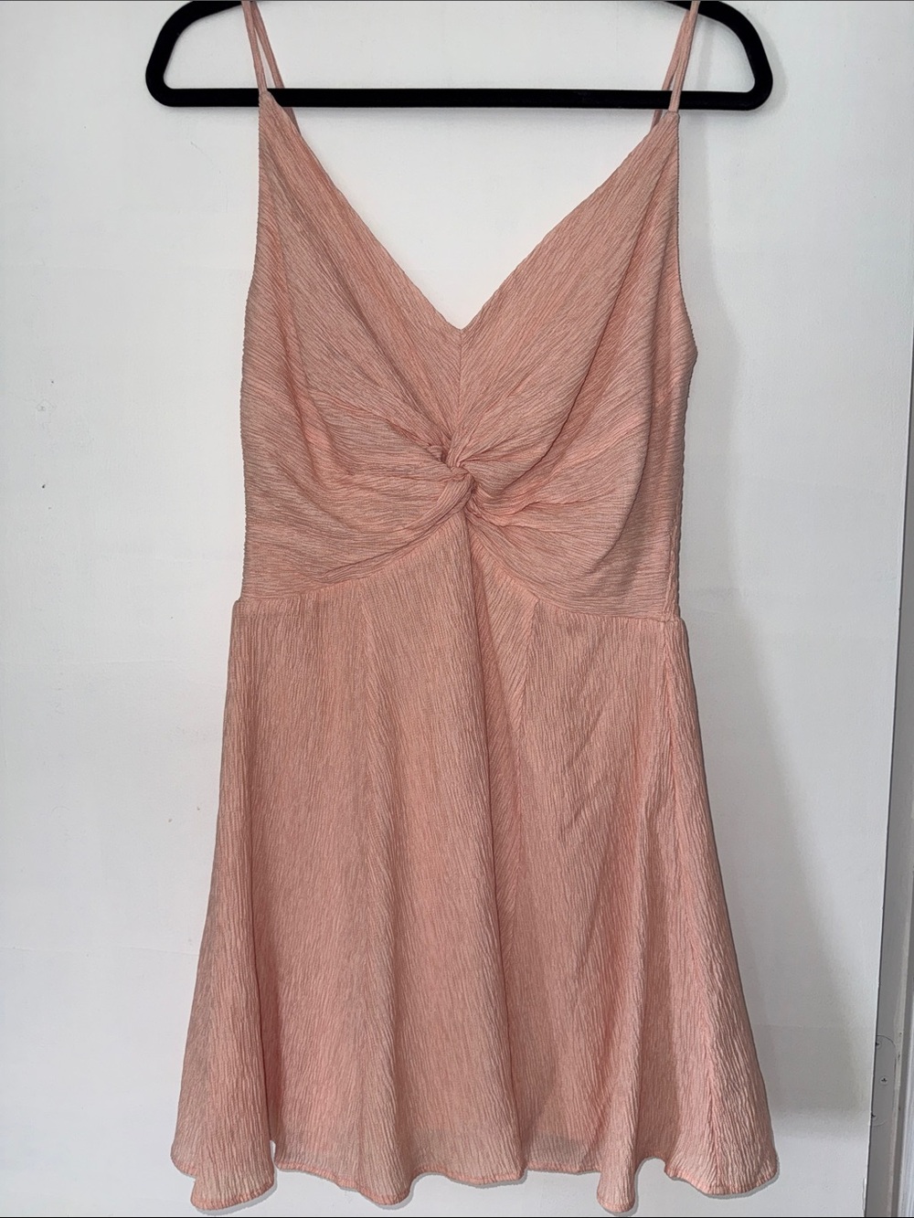 Abercrombie & Fitch Blush Pink Twist-Front Spaghetti Strap Mini Dress